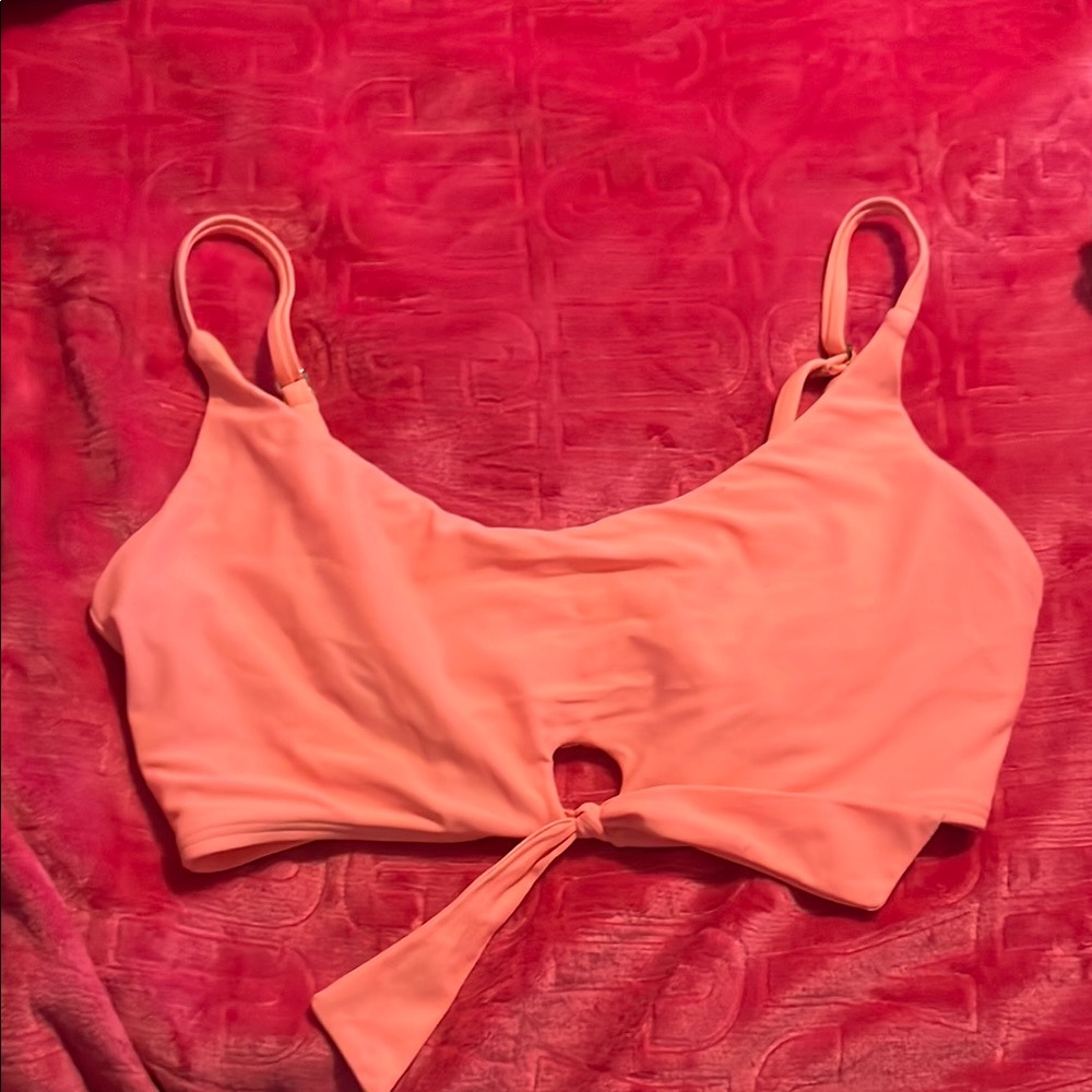 Coral Tie-Front Bikini Top